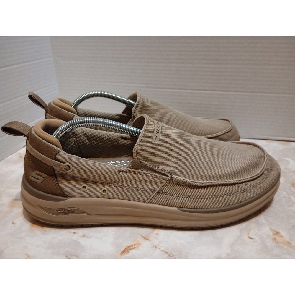 Skechers Arch Fit Melo Port Bow Shoes Taupe Mens Size 11.5 - Picture 2 of 6
